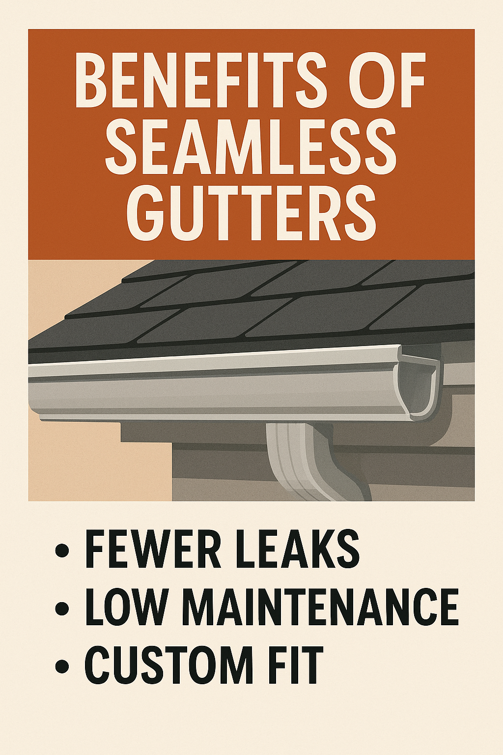 Benefits of Seamless Gutters Fewer Leaks, Low Maintenance, Custom Fit